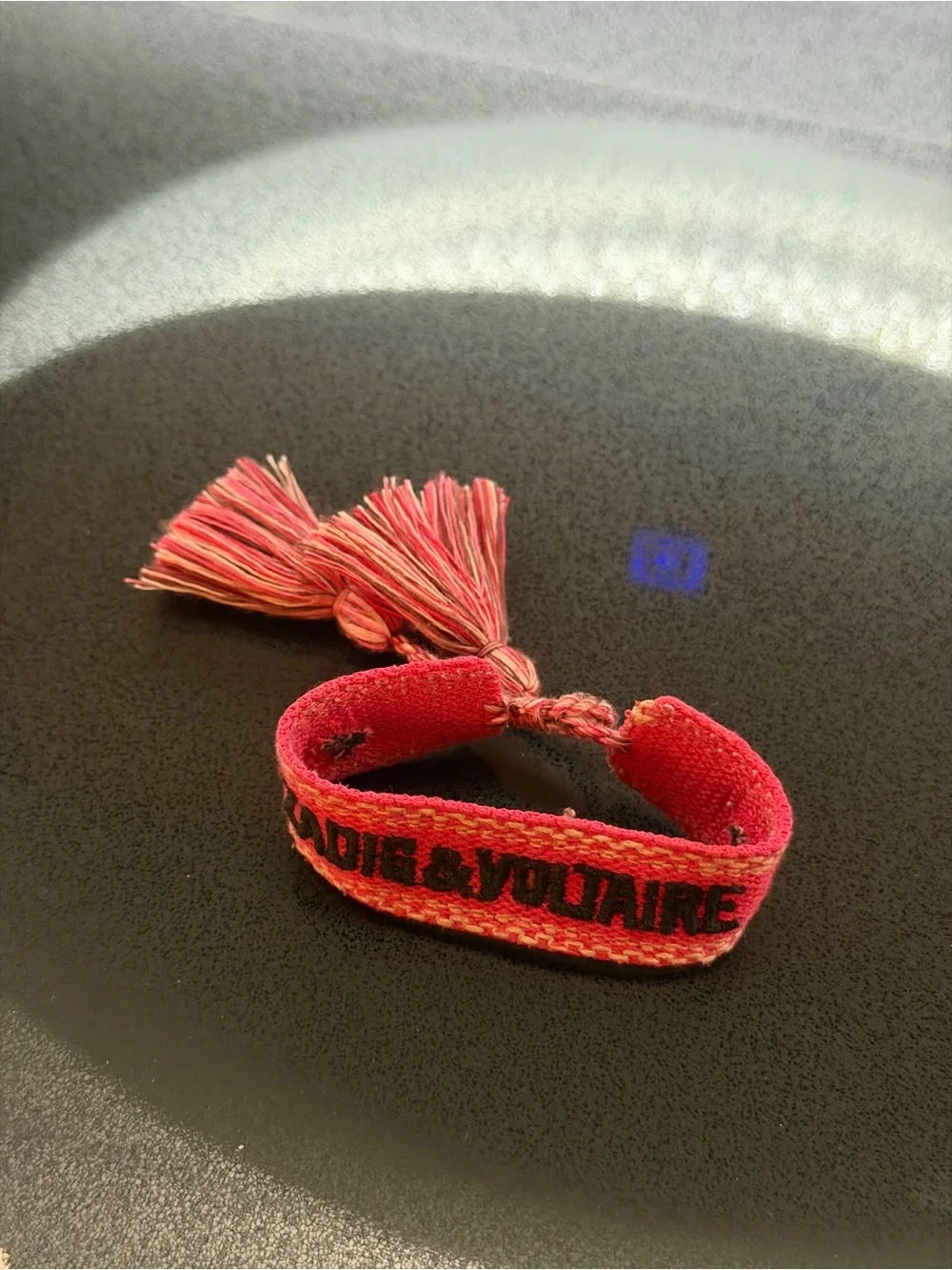 Zadig & Voltaire Hot Pink Woven Logo Friendship Bracelet